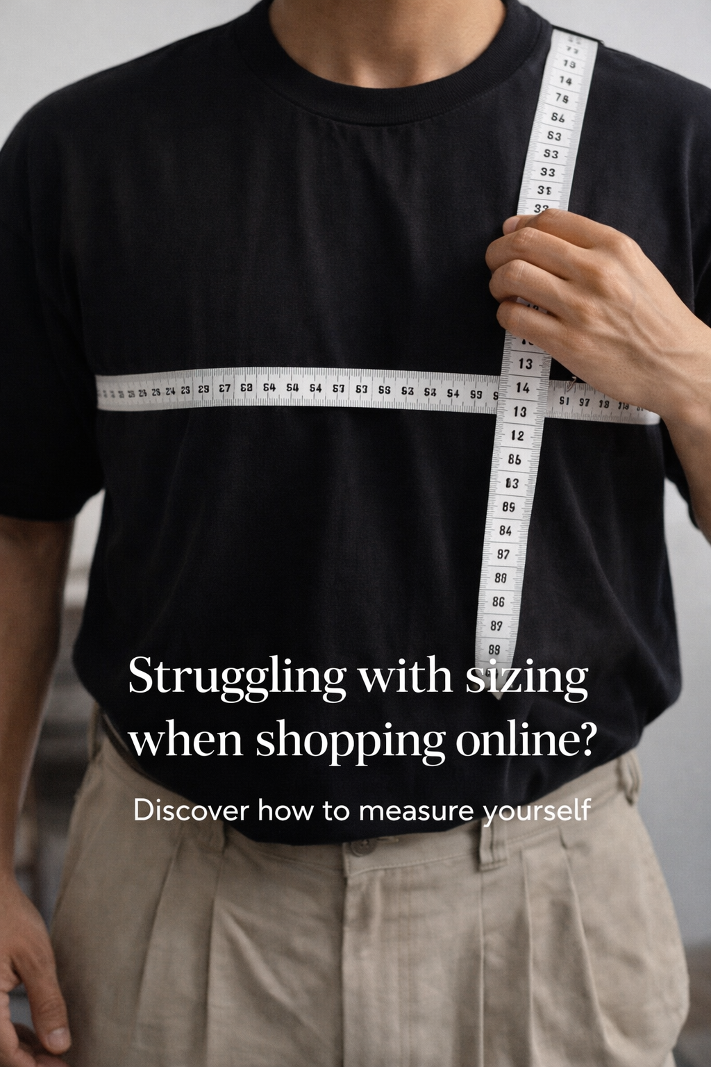 How to choose the right clothing size online using T-shirt measurements and a size chart