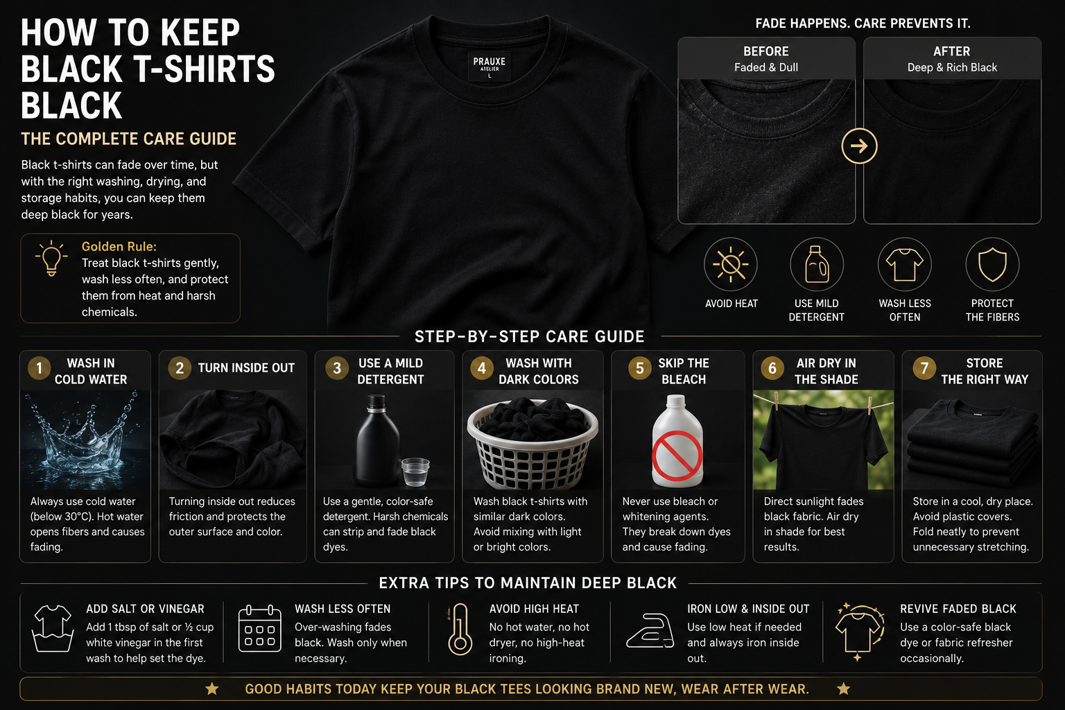 How to keep black heavyweight cotton T-shirts from fading