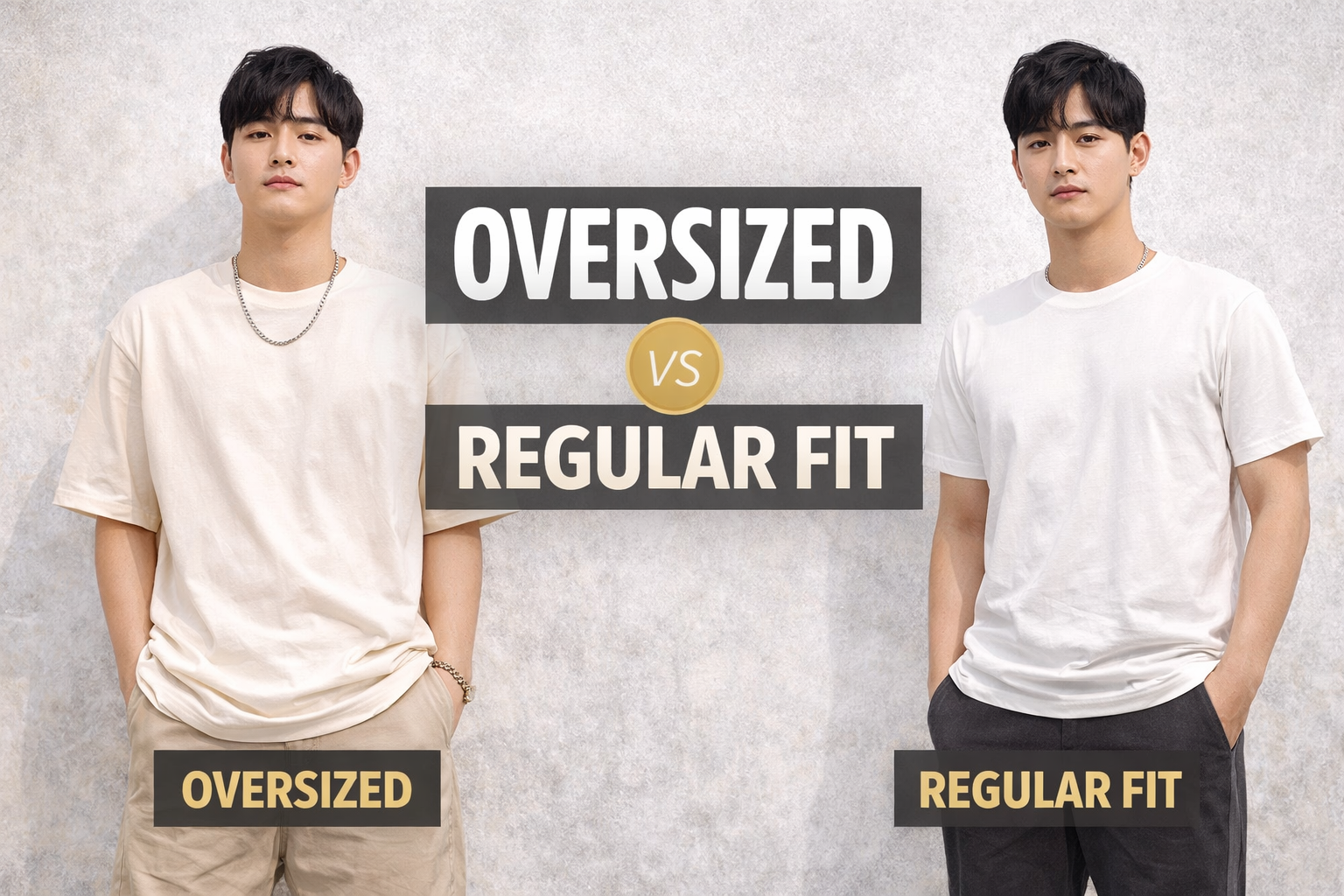 Oversized vs regular fit T-shirts comparison for men